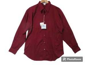 NWT Sz 3XL Tri-Mountain Women Button Up Long Sleeve Burgundy Red Shirt Work - Picture 1 of 14
