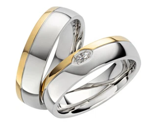 Ring Freundschaftsringe Partnerringe Verlobungsring Edelstahl Silber Gold Gravur - Bild 1 von 9