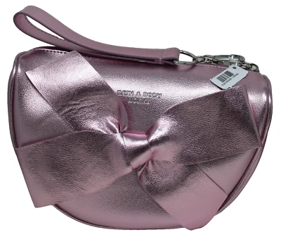 Mini bolsa de cosméticos con lazo rosa metálico Bath Body Works maquillaje muñeca con cremallera nueva Foto 1 de 2