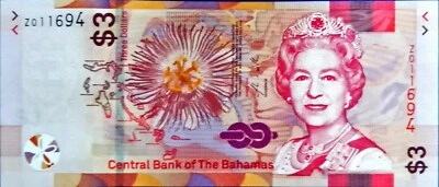 Bahamas 3 Dollars  2019 Z Replacement  UNC - Image 1 of 2