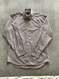 Camisa David Donahue Para Hombres 16 34/35 Marrón Tattersall Cuadros Informal Algodón - Imagen 1 de 8