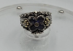 barbara bixby Two Tone  .925 Ster/18K Gold accents  Amethyst Stone Ring Size 7". - Picture 1 of 10