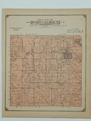 1913 Fort Calhoun Township Plat Map Washington County Nebraska - Image 1 of 2