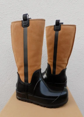 BOTAS DE LLUVIA UGG RAINCLOUD GAMUZA ALTAS IMPERMEABLES FORRADAS DE LANA, US 7/ EUR 38 ~NUEVAS Foto 1 de 4