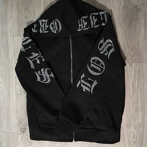 Black Los Angeles Diamond Diamonte Hoodie Hooded Jumper Jacket Shein Punk Crysta - Picture 1 of 6