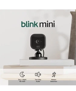 Blink Mini Compact Indoor Plug-in Smart Security Camera 1080 HD Motion Detection - Picture 1 of 5