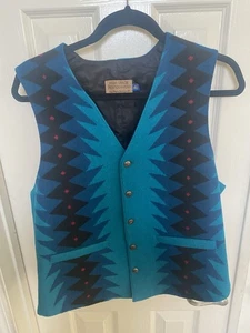 Vintage Pendleton Woolen Mills-High Grade Western Wear Vest-Sz 40 Electric Blue - Picture 1 of 3