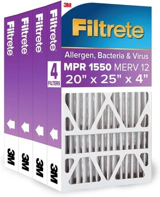(4 PACK) Filtrete 20x25x4 SlimFit AC Furnace Air Filter MPR 1550 DP - Image 1 of 4