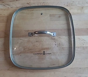 Coperchio in vetro quadrato chef rame con manico inox sfiato 11 5/8" interno 12 1/4" esterno - Foto 1 di 4