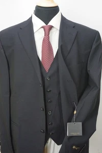 Corneliani Azul Marino A Rayas 100% Lana 3 Piezas Traje Chaqueta Pantalones Chaleco 44R NUEVO - Imagen 1 de 12
