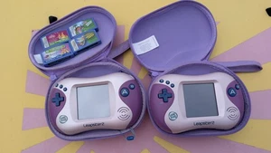 Pair Of Leapfrog Green Leapster 2 Consoles 4 Games No Chargers Dora Tangled Disn - Picture 1 of 8