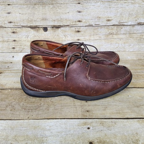 Mocassini Timberland in pelle marrone da uomo 9 5 W barca casual scarpe Oxford 32527