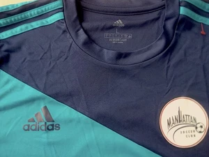 MANHATTAN SOCCER CLUB 2022 (L) TORWART ADIDAS DUNKELBLAU/TÜRKIS SHIRT NEU OHNE ETIKETT. - Bild 1 von 9