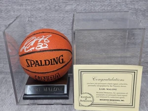 Karl Malone Signed Utah Jazz Spaulding Mini Basketball with COA - Picture 1 of 9