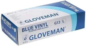 Gloveman Blue Vinyl Gloves - Powder Free & Latex Free - 100 Gloves/Box - LARGE - Picture 1 of 4