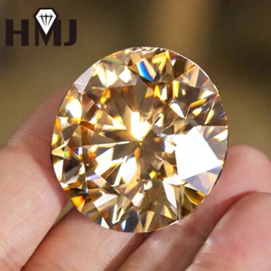 0.1~13ct Circle Champagne Round Loose Moissanite Stone VVS1 With GRA Certificate - Picture 1 of 13