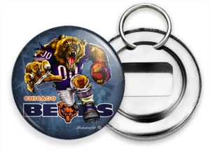 ANGRY RUNNING CHICAGO BEARS FOOTBALL TEAM BEER BOTTLE OPENER KEYCHAIN KEY FOB  - Picture 1 of 1