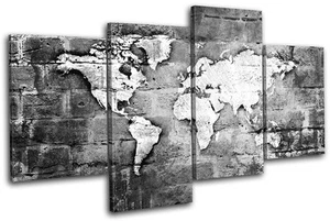 World Atlas Grafitti Grunge Maps Flags MULTI CANVAS WALL ART Picture Print - Picture 1 of 1
