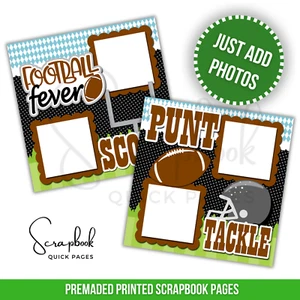 Football Scrapbook Pages Sports 2 PRINTED Premade Scrapbook Quick Pages 74 - Picture 1 of 2