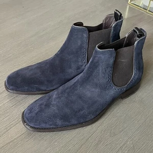 Johnston & Murphy Mens Size 8M Blue Suede Pull On Casual Chelsea Boots J&M 1850 - Picture 1 of 12
