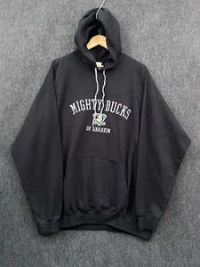 Anaheim Mighty Ducks NHL Lee Sport Mens 2XL Pullover Hoodie Black Fleece NOS 04 - Picture 1 of 15