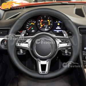 Volante de cuero liso apto para Porsche 16+ Cayenne Macan 911 718 con paletas - Imagen 1 de 12