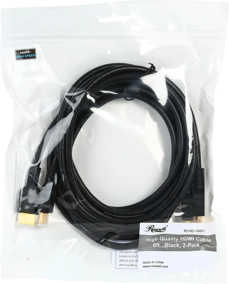 Rosewill - 2 Pack Pellucid HD Series High Speed HDMI Cable - 6 Feet RCHD-16001 - Image 1 of 4