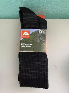 Ozark Trail Calze Crew Uomo Misto Lana Merino Confezione da 3 Cuscino Piede Nero 6-12 - Foto 1 di 5