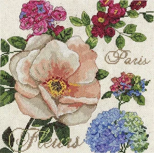 Cross Stitch Kit Design Works Paris Fleurs French Garden Flower Sampler #DW2848 - Picture 1 of 3
