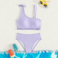 Girls Swimsuit 7 8 Bikini Sets For Girls Purple Plaid Bikini Kids Bathing Suits