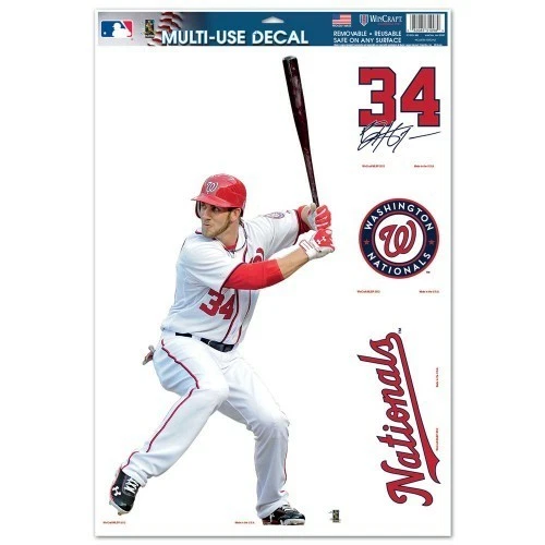 BRYCE HARPER WASHINGTON NATIONALS 4 PIECE MULTI-USE DECALS 11"x17" SHEET - Image 1 of 1