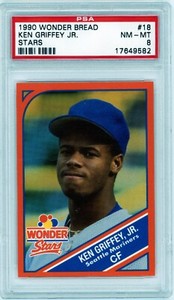 1990 WONDER BREAD KEN GRIFFEY JR. WONDER STARS PSA 8