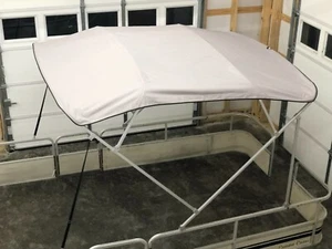 9'x8.5' Bimini Top Kit, Square,Metal Fittings,16oz Canvas,Grey,Lifetime Warranty - Picture 1 of 12