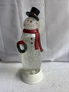 Battery Operated Glittering Water Spinning Light Christmas Snowman New - Picture 1 of 8