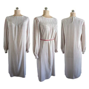 Vintage 70er/80er Jack Mulqueen M/L Silksational Polyester Etuikleid Plissee Geometrisch - Bild 1 von 20