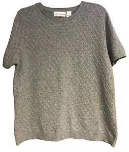 Alfred Dunner Large Gray Sweater Short Sleeve Textured Pull Over - Picture 1 of 8