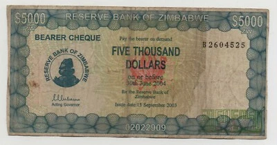 ZIMBABWE 5000 DOLLARS 15 - 09 - 2003  PICK 21 B LOOK SCANS  - Image 1 of 2
