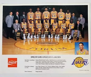 Foto squadra Lakers 1992 1993 LOS ANGELES BASKET NBA DEGNA DIVAC COOPER Coca-Cola - Foto 1 di 8