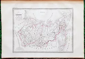 La Sibérie - Superbe Carte Aquarellée sur Papier Vergé 41x28 cm par Huot de 1837 - Picture 1 of 1