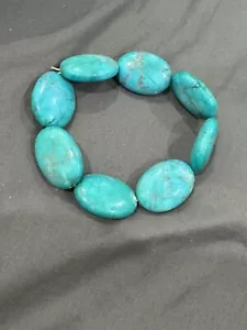 Genuine Turquoise Natural Chunky Stone Beaded Stretch Bracelet - Picture 1 of 8