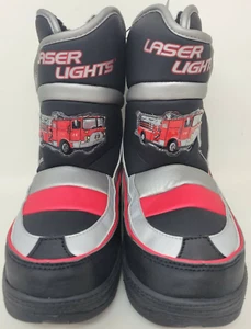 Original Boys Laser Light Snow Boots Fire Truck Child Size 2-3 Boys Winter XLG - Picture 1 of 12