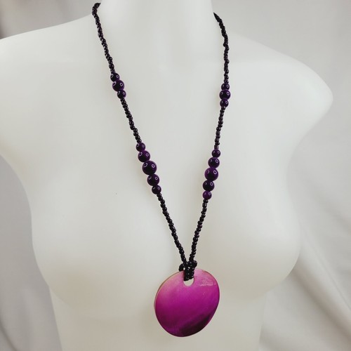 VETEMENTS Collana bigiotteria moda infinito perle viola ombreggiato dipinto conchiglia ciondolo