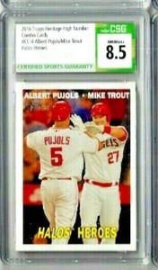 2016 Topps Heritage Mike Trout/ Albert Pujols Combo Cards Halos Heroes CSG 8.5