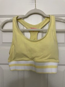 Juicy Couture Sports Bra Women’s Size M Yellow Wireless Padded Pullover - Picture 1 of 5
