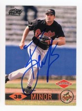 SIGNED BASEBALL CARD AUTO BALTIMORE ORIOLES RYAN MINOR 1999 PACIFIC RC #54