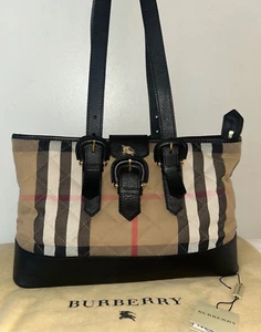 BURBERRY House Check Tasche gesteppt Canvas Leder braun - Bild 1 von 11