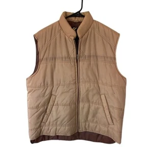 Vintage 1970s 80s SEARS Puffer Vest Tan Mens XL Insulated Lined Zipper Zip Front - Picture 1 of 6