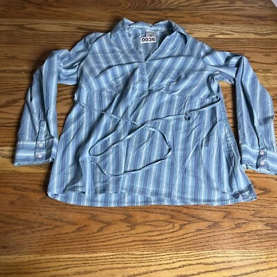 Motherhood Maternity Blue Pink Striped Long Sleeve Top/Blouse - Size Medium Bow - Image 1 of 4
