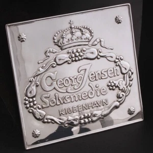 GEORG JENSEN, Aufstellerschild, versilbert, "Sølvsmedie Kiøbenhavn" NEU! - Bild 1 von 5