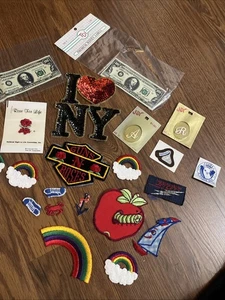 VINTAGE SET BÜGELFLICKEN GUNS N ROSES I LOVE NY PAILLETTEN GELD REGENBOGEN SNEAKER - Bild 1 von 17